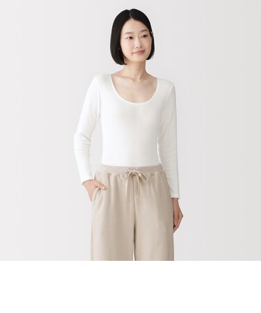 婦人　あったか綿　Ｕネック八分袖Ｔシャツ