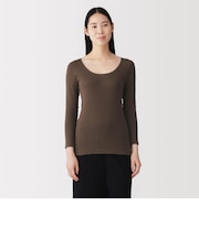 婦人 あったか綿 Uネック八分袖Tシャツ