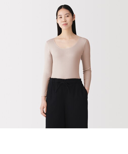 婦人　あったか綿　Ｕネック八分袖Ｔシャツ