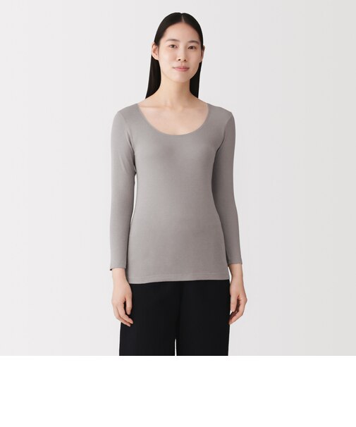 婦人　あったか綿　Ｕネック八分袖Ｔシャツ
