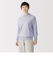 婦人 首のチクチクを抑えたハイネックセーター