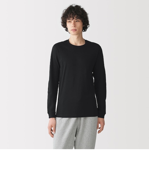 紳士 あったか綿 厚手 クルーネック長袖Tシャツ