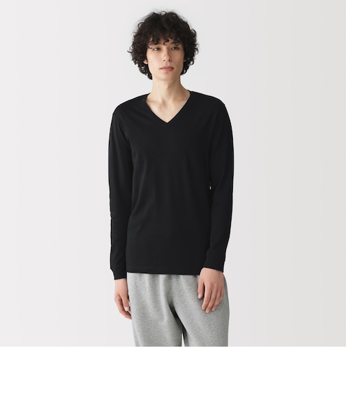 紳士　あったか綿　厚手　Ｖネック長袖Ｔシャツ