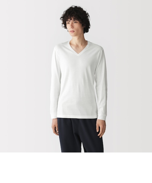 紳士　あったか綿　厚手　Ｖネック長袖Ｔシャツ
