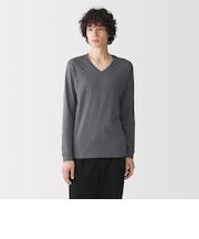 紳士 あったか綿 厚手 Vネック長袖Tシャツ