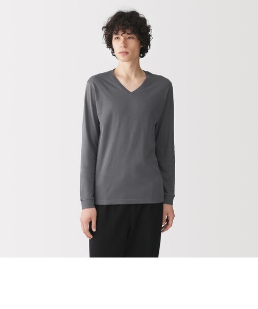 紳士　あったか綿　厚手　Ｖネック長袖Ｔシャツ