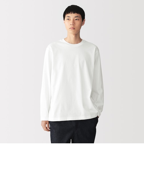 紳士 起毛天竺編みクルーネック長袖Tシャツ