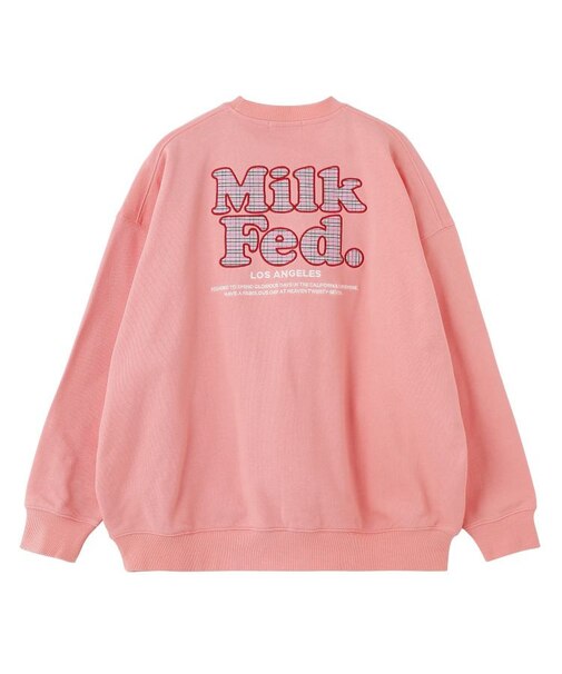 MILKFED. PLAID LOGO WIDE CREW SWEAT