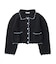 OPEN COLLAR CONTRAST TRIM KNIT CARDIGAN