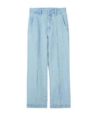 CENTER PLEAT DETAIL DENIM PANTS