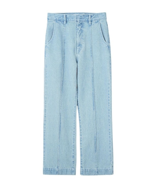 CENTER PLEAT DETAIL DENIM PANTS
