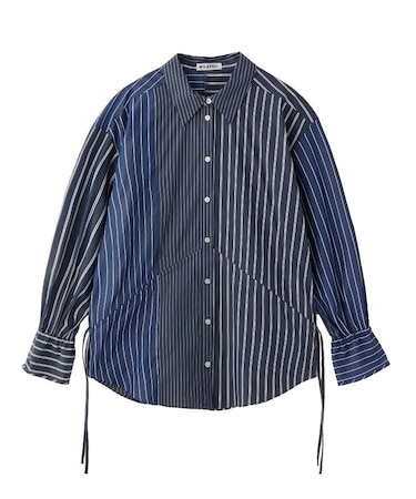 STRIPED SHIRRING SHIRT