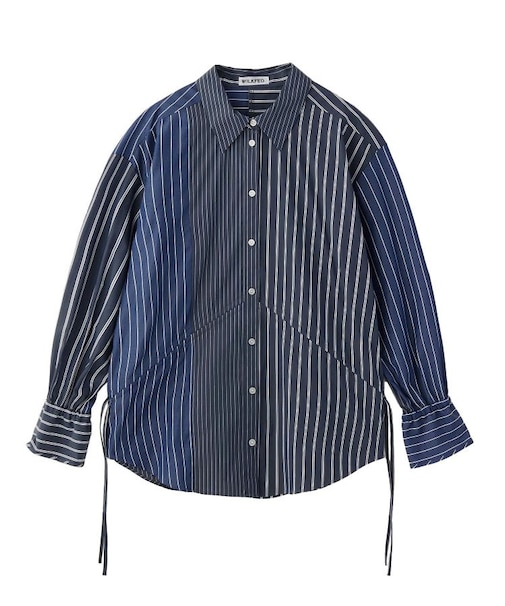 STRIPED SHIRRING SHIRT