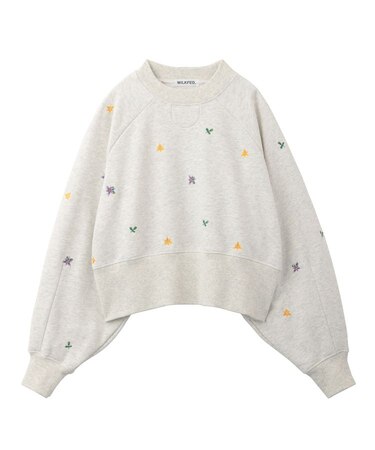 EMBROIDERED FLOWER CREWNECK SWEATSHIRT
