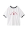 LOGO AND STAR FLOCKY PRINT RINGER TEE