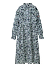 FLORAL PRINT RUFFLE SLEEVE DRESS