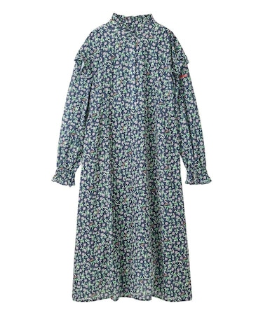 FLORAL PRINT RUFFLE SLEEVE DRESS
