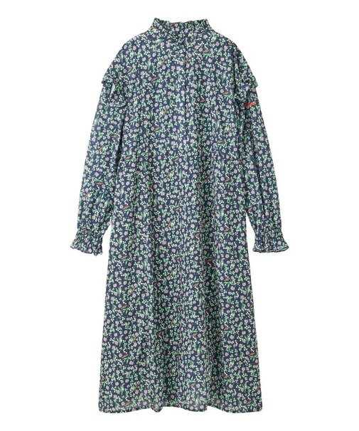 FLORAL PRINT RUFFLE SLEEVE DRESS
