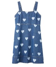 HEART PRINTED DENIM DRESS