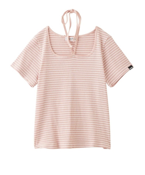 STRIPED SQUARE HALTER NECK TOP