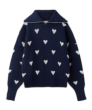 HEART JACQUARD KNIT TOP