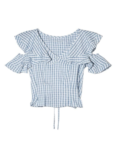 GINGHAM RUFFLE TOP