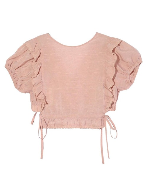 RUFFLE SLEEVE CROPPED TOP