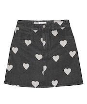 HEART PRINTED DENIM SKIRT