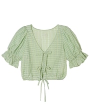 SHEER PLAID BLOUSE