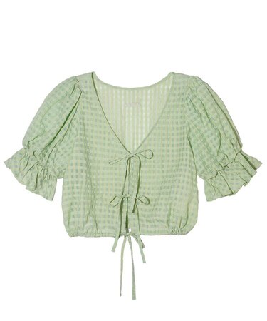 SHEER PLAID BLOUSE