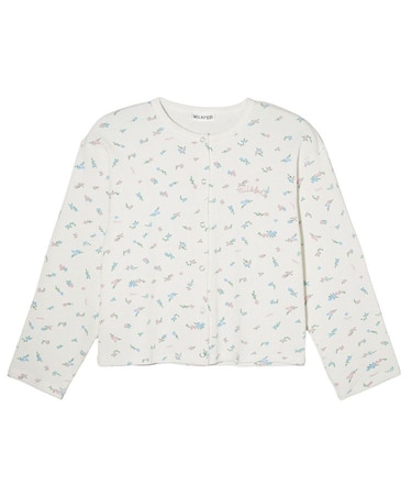 FLORAL PATTERN WAFFLE CARDIGAN