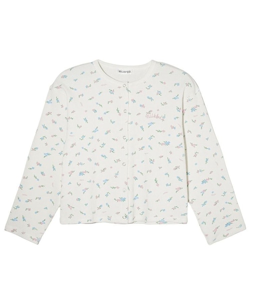 FLORAL PATTERN WAFFLE CARDIGAN