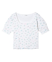 FLORAL PATTERN SQUARE NECK TOP