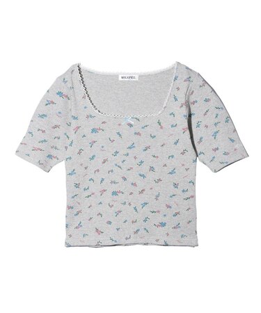 FLORAL PATTERN SQUARE NECK TOP