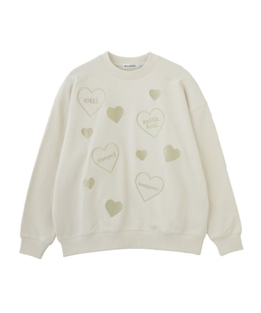HEARTS EMBROIDERY SWEAT TOP