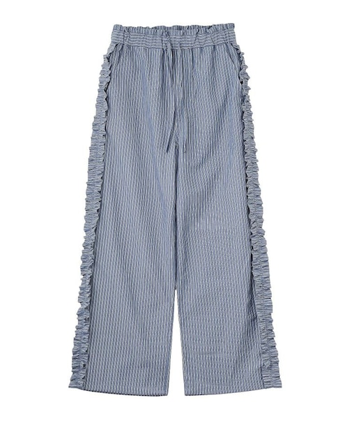 STRIPED RUFFLE PANTS