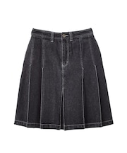 PLEATED DENIM SKIRT