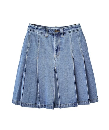 PLEATED DENIM SKIRT