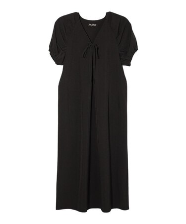 GATHERED BALLOON SLEEVE DRESS