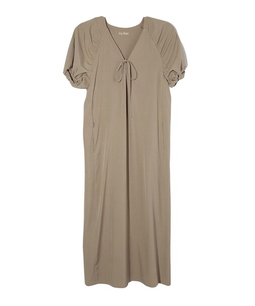 GATHERED BALLOON SLEEVE DRESS