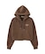 HEART MOTIF FADED CROPPED ZIP UP HOODIE