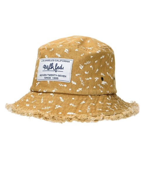 FLORAL PATTERN DENIM FRINGE BUCKET HAT｜ミルクフェドのアウトレット