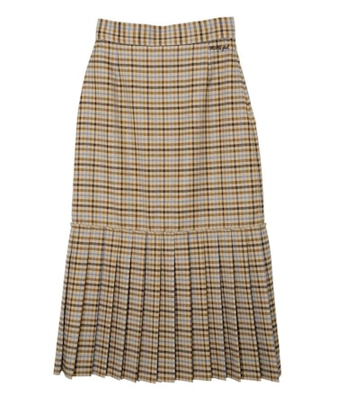 PLAID PLEATED HEM SKIRT