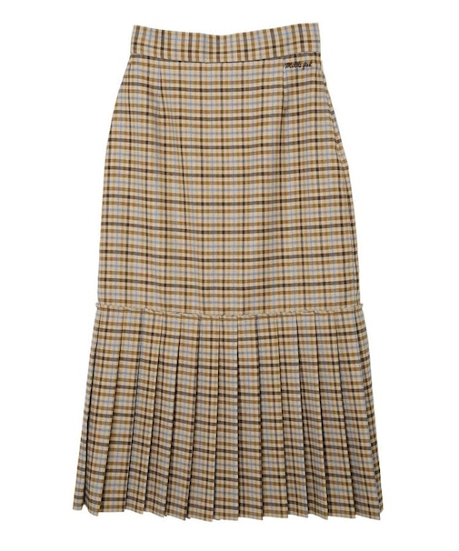 PLAID PLEATED HEM SKIRT