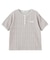 STRIPED FLOWER WAFFLE S/S TOP