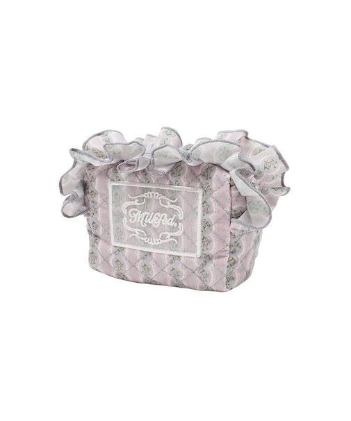 STRIPED FLOWER QUILTED POUCH