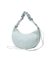 STRIPED FLOWER QUILTED SHOULDER BAG