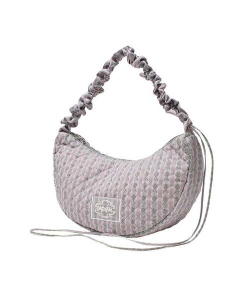 STRIPED FLOWER QUILTED SHOULDER BAG