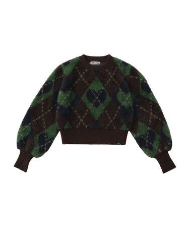 HEART ARGYLE KNIT TOP