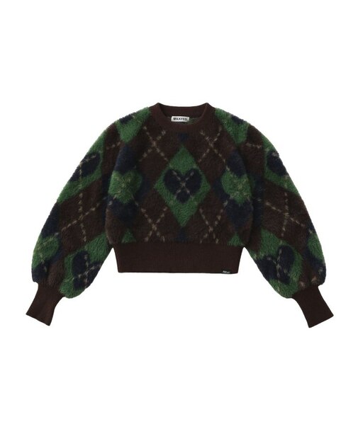 HEART ARGYLE KNIT TOP